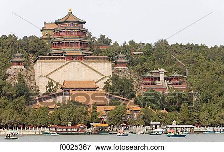 China, Beijing, Summer Palace, Tower of Buddhist Incense overhanging the Kunming Lake View Large Photo Image Stock Photo - China, Beijing, Summer Palace, Tower of Buddhist Incense overhanging the Kunming Lake. Fotosearch