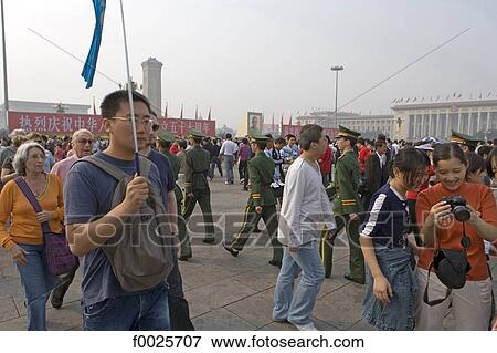 China, Beijing, Tiananmen Square, crowd during the National Day View Large Photo Image Stock Photo - China, Beijing, Tiananmen Square, crowd during the National Day. Fotosearch
