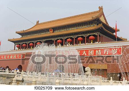 China, Beijing, Tiananmen Square, Forbidden City View Large Photo Image Stock Photo - China, Beijing, Tiananmen Square, Forbidden City. Fotosearch
