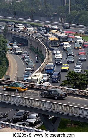 China, Beijing, traffic on the highways seen from the ramparts View Large Photo Image Stock Photo - China, Beijing, traffic on the highways seen from the ramparts. Fotosearch