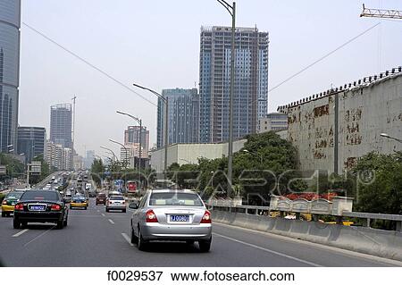 Stock Photo - China, Beijing, urban highway. Fotosearch