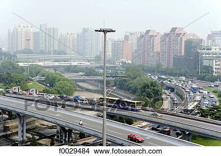China, Beijing, urban highways seen from the ramparts View Large Photo Image Picture - China, Beijing, urban highways seen from the ramparts. Fotosearch