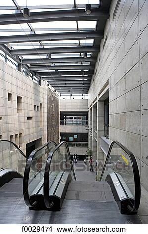 Picture - China, Beijing, urbanism museum, escalator. Fotosearch