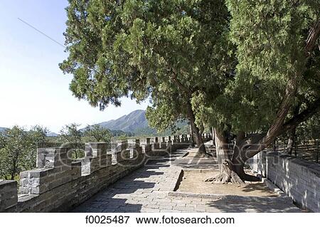 Stock Photo - China, near Beijing, Ming Dynasty Tombs, Changling Tomb, city walls. Fotosearch