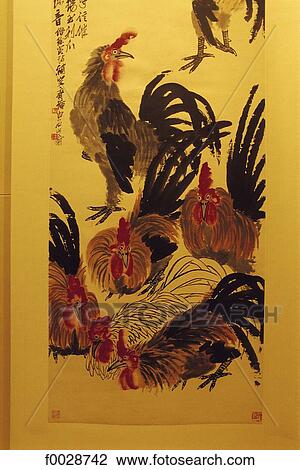 Stock Image - China, Shanghai, Chinese art museum, drawing. Fotosearch