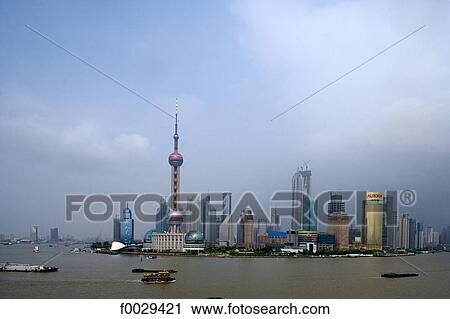 China, Shanghai, Huangpu River and new town of Pudong View Large Photo Image Stock Image - China, Shanghai, Huangpu River and new town of Pudong. Fotosearch