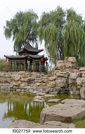 Stock Photo - China, Shanxi province, Chang residence, gardens. Fotosearch