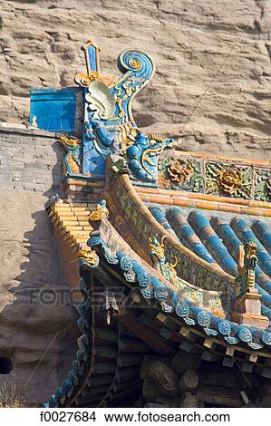 Picture - China, Shanxi province, Datong, Yungang grottoes, temple. Fotosearch