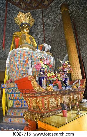 Stock Photography - China, Shanxi province, Mount Wutai, Taihuai, Tayuan temple, altar. Fotosearch