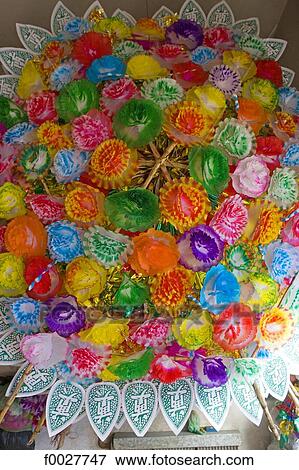China, Shanxi province, Pingyao, floral paper ornaments View Large Photo Image Stock Photo - China, Shanxi province, Pingyao, floral paper ornaments. Fotosearch