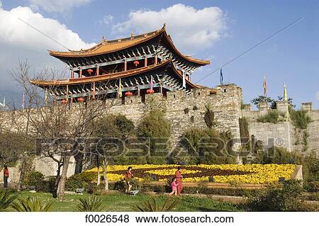 China, Yunnan, Dali, old city gate and city walls View Large Photo Image Stock Photo - China, Yunnan, Dali, old city gate and city walls. Fotosearch