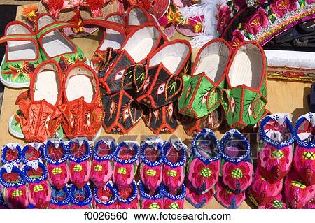 Stock Image - China, Yunnan, Dali, slippers. Fotosearch