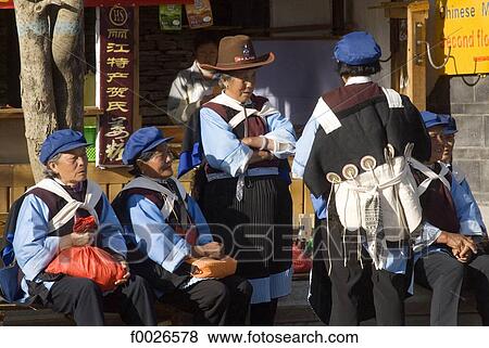 Stock Photo - China, Yunnan, Lijiang, Naxi women. Fotosearch