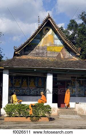 China, Yunnan, Xishuangbanna, near Menghai, Jingzhen, Buddhist monks View Large Photo Image Stock Image - China, Yunnan, Xishuangbanna, near Menghai, Jingzhen, Buddhist monks. Fotosearch
