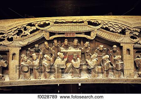 China, Zhejiang, Wushen, ancient house, carved wooden beam View Large Photo Image Stock Photo - China, Zhejiang, Wushen, ancient house, carved wooden beam. Fotosearch