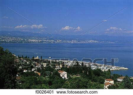 Croatia, Istria, Opatija, Rijeka in the distance View Large Photo Image Stock Image - Croatia, Istria, Opatija, Rijeka in the distance. Fotosearch