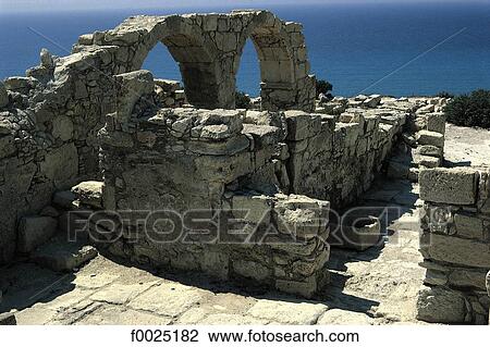 Stock Image - Cyprus, Cyprus, Kourion archaeological site, ruins of early Christian basilica. Fotosearch