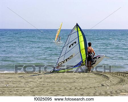 Stock Photography - Cyprus, Limassol, windsurfing. Fotosearch
