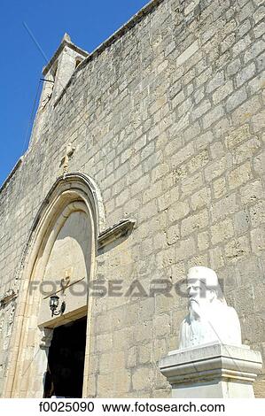 Stock Image - Cyprus, near Paphos, Ayios Neophytos monastery, facade. Fotosearch