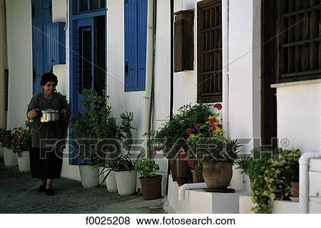 Stock Photo - Cyprus, Omodos, street scene. Fotosearch
