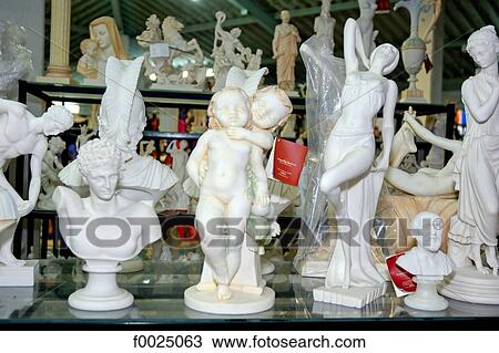 Stock Image - Cyprus, Paphos, market, reproduction of statues. Fotosearch