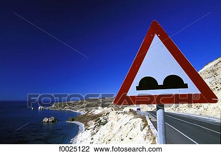 Stock Image - Cyprus, Petra Tou Romiou, roadsign. Fotosearch