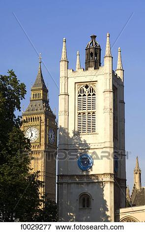 England, London, Saint Patrick church and Big Ben View Large Photo Image Stock Photo - England, London, Saint Patrick church and Big Ben. Fotosearch