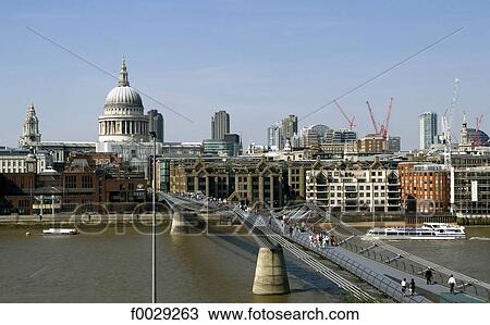 England, London, Saint paul's cathedral and Millenium bridge View Large Photo Image Stock Image - England, London, Saint paul's cathedral and Millenium bridge. Fotosearch