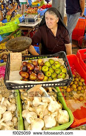 Stock Photograph of Cyprus, Paphos, market, selling fruits and ...