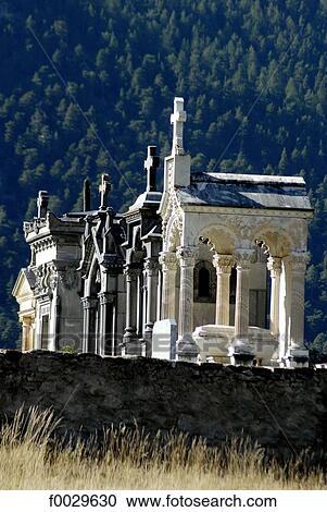 Stock Image - France, Alps, Ubaye Valley, Tournoux, cimetery. Fotosearch