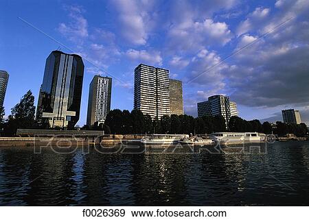 Stock Photo - France, Paris, buildings facing the Seine (15th arrondissement). Fotosearch