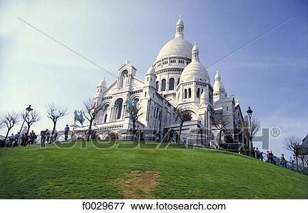 Stock Photo - France, Paris, Montmartre, basilica of the Sacré-Coeur. Fotosearch