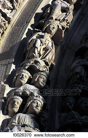 Stock Image - France, Paris, Notre-Dame, close-up of the portal. Fotosearch