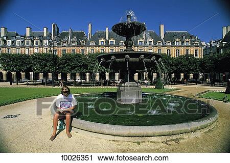 France, Paris, place des Vosges gardens, fountain View Large Photo Image Stock Image - France, Paris, place des Vosges gardens, fountain. Fotosearch