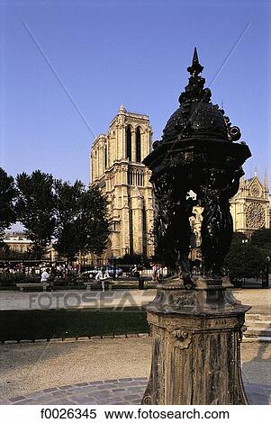 Stock Photography - France, Paris, public garden near Notre-Dame. Fotosearch