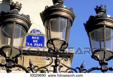 France, Paris, rue de la Paix, streetlight and street plate View Large Photo Image Stock Image - France, Paris, rue de la Paix, streetlight and street plate. Fotosearch