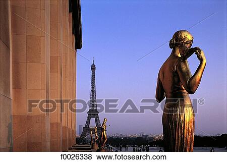 Stock Photo - France, Paris, Trocadéro Square, Eiffel Tower from the Palais de Chaillot. Fotosearch