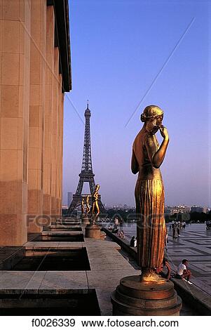 France, Paris, Trocadéro Square, Eiffel Tower from the Palais de Chaillot View Large Photo Image Stock Photo - France, Paris, Trocadéro Square, Eiffel Tower from the Palais de Chaillot. Fotosearch