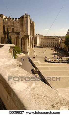 France, Vaucluse, Avignon, 14th century Palace of the Popes View Large Photo Image Stock Photo - France, Vaucluse, Avignon, 14th century Palace of the Popes. Fotosearch
