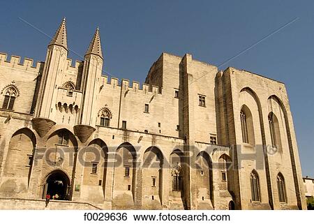 France, Vaucluse, Avignon, 14th century Palace of the Popes View Large Photo Image Stock Photograph - France, Vaucluse, Avignon, 14th century Palace of the Popes. Fotosearch