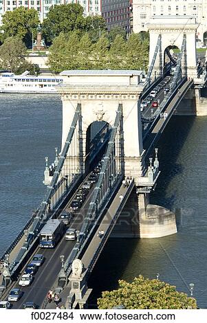 Picture - Hungary, Budapest, Chain bridge. Fotosearch