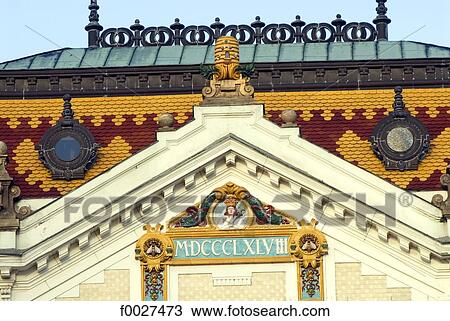 Stock Image - Hungary, Pécs, close-up of a facade. Fotosearch