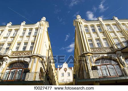 Hungary, Pécs, hotel facade View Large Photo Image Stock Photo - Hungary, Pécs, hotel facade. Fotosearch
