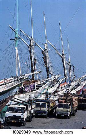 Indonesia, Jakarta, port, "bugis" boats View Large Photo Image Stock Photo - Indonesia, Jakarta, port, "bugis" boats. Fotosearch