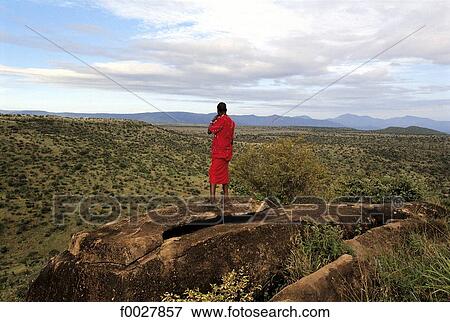 Kenya, Il Ngwesi, Maasai and plain View Large Photo Image Stock Photo - Kenya, Il Ngwesi, Maasai and plain. Fotosearch