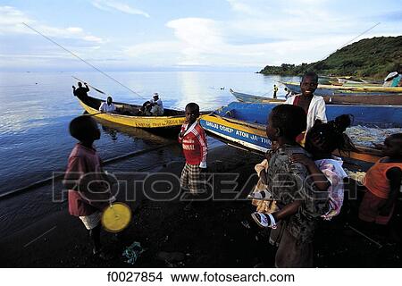Kenya, Lake Victoria, Mfangano island, children and dhows View Large Photo Image Picture - Kenya, Lake Victoria, Mfangano island, children and dhows. Fotosearch