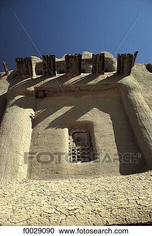 Stock Image - Mali, Djenné, old traditionnal house, detail. Fotosearch