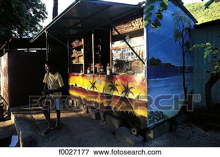 Stock Photo - Mauritius, Morne Brabant, tamil shop. Fotosearch