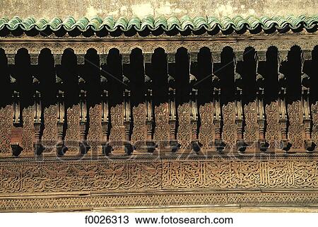 Stock Image - Morocco, Fes, Bou Inania Madrasah, close-up of roof. Fotosearch