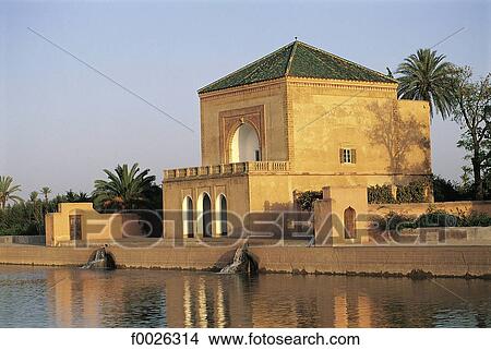 Morocco, Marrakech, Menara Gardens, pavilion View Large Photo Image Picture - Morocco, Marrakech, Menara Gardens, pavilion. Fotosearch